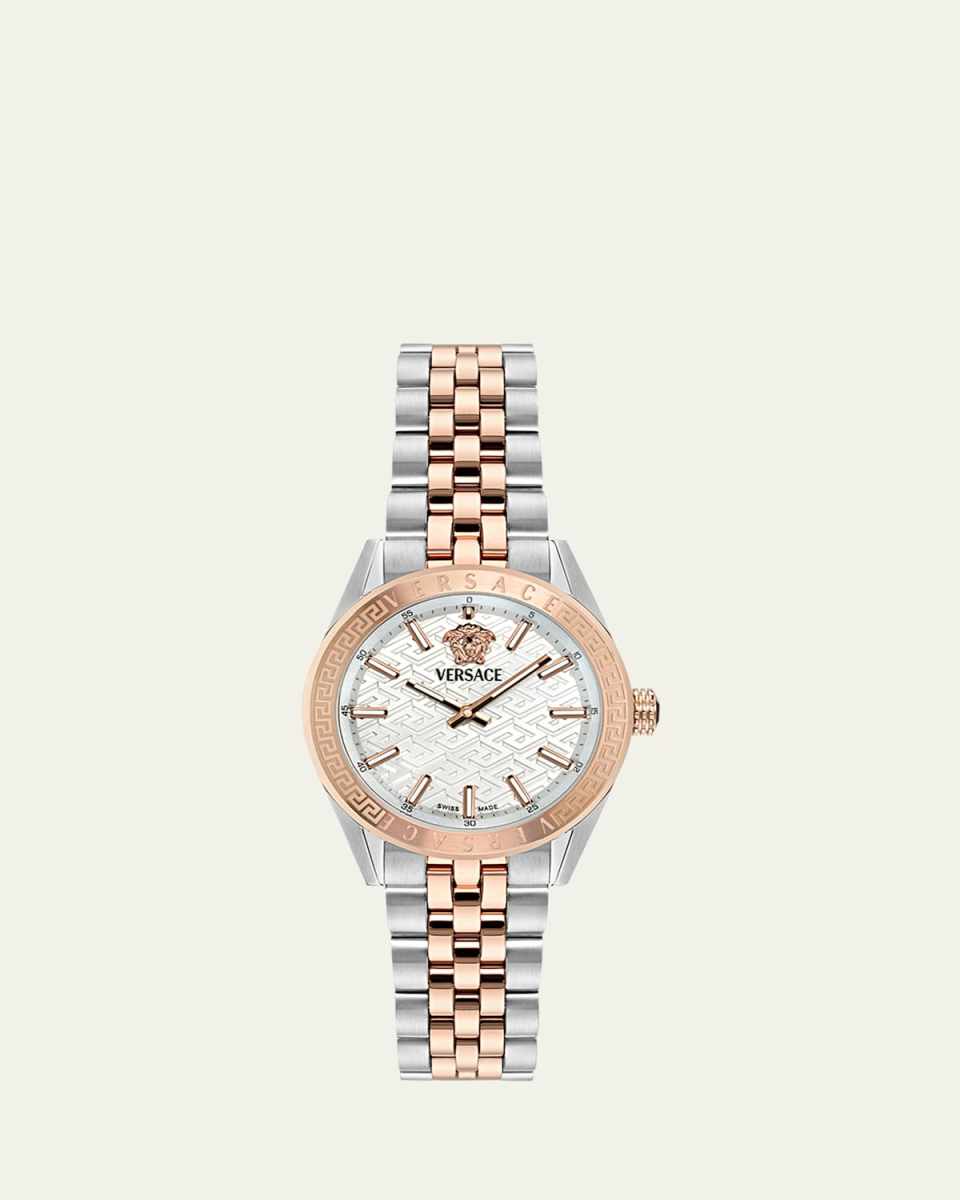 36mm V-Code Watch with Bracelet Strap, Two Tone